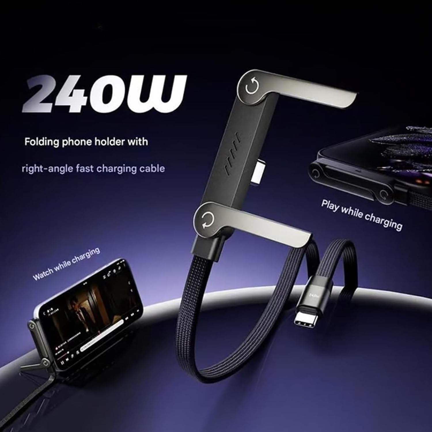 Chargestand 2-in-1 Cable, 2-in-1 Invisible Holder Charger Cable with Stand