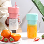 Portable Mini Juicer Blender – USB Rechargeable Smoothie Maker with 6 Stainless Steel Blades & Built-In Straw