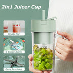 Portable Mini Juicer Blender – USB Rechargeable Smoothie Maker with 6 Stainless Steel Blades & Built-In Straw