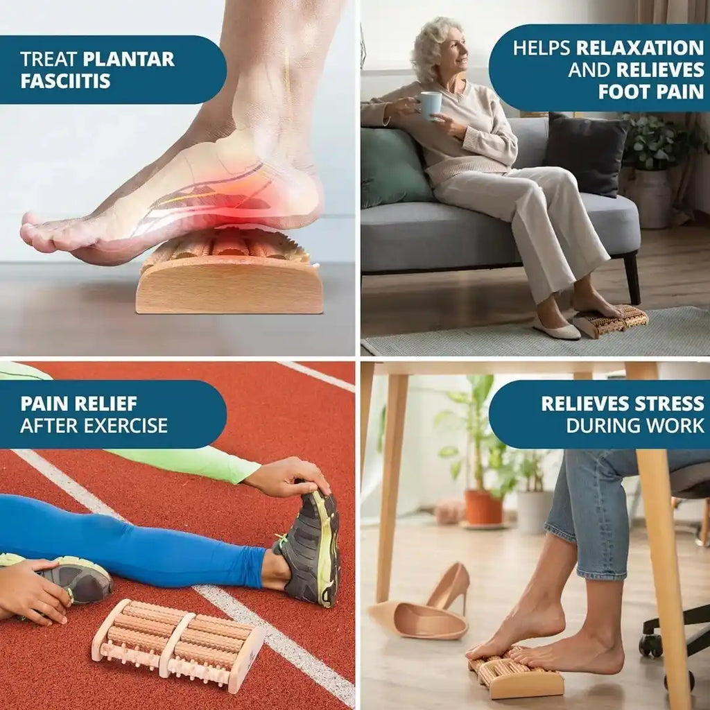 Wooden Foot Massager Roller – Natural Pain Relief & Stress Relaxation Therapy Tool