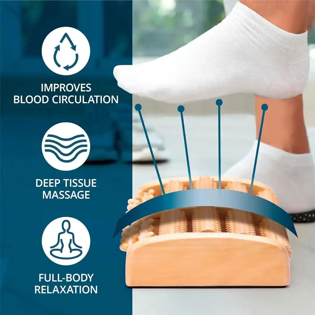 Wooden Foot Massager Roller – Natural Pain Relief & Stress Relaxation Therapy Tool