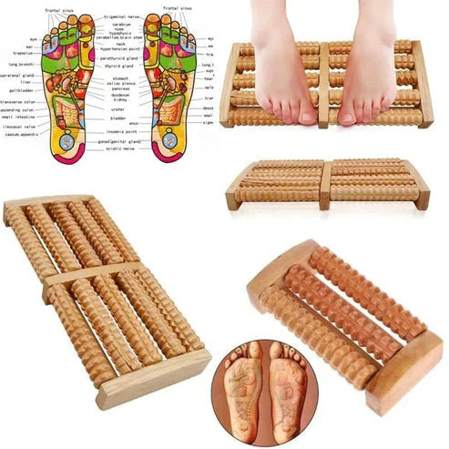 Wooden Foot Massager Roller – Natural Pain Relief & Stress Relaxation Therapy Tool