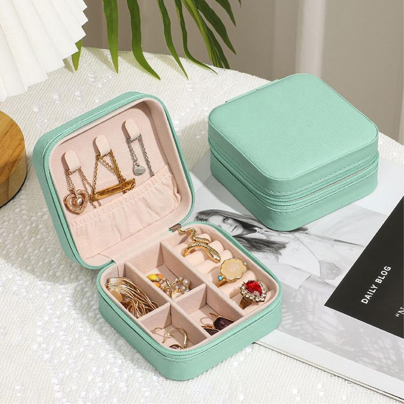 Portable Leather Travel Jewelry Organizer Box