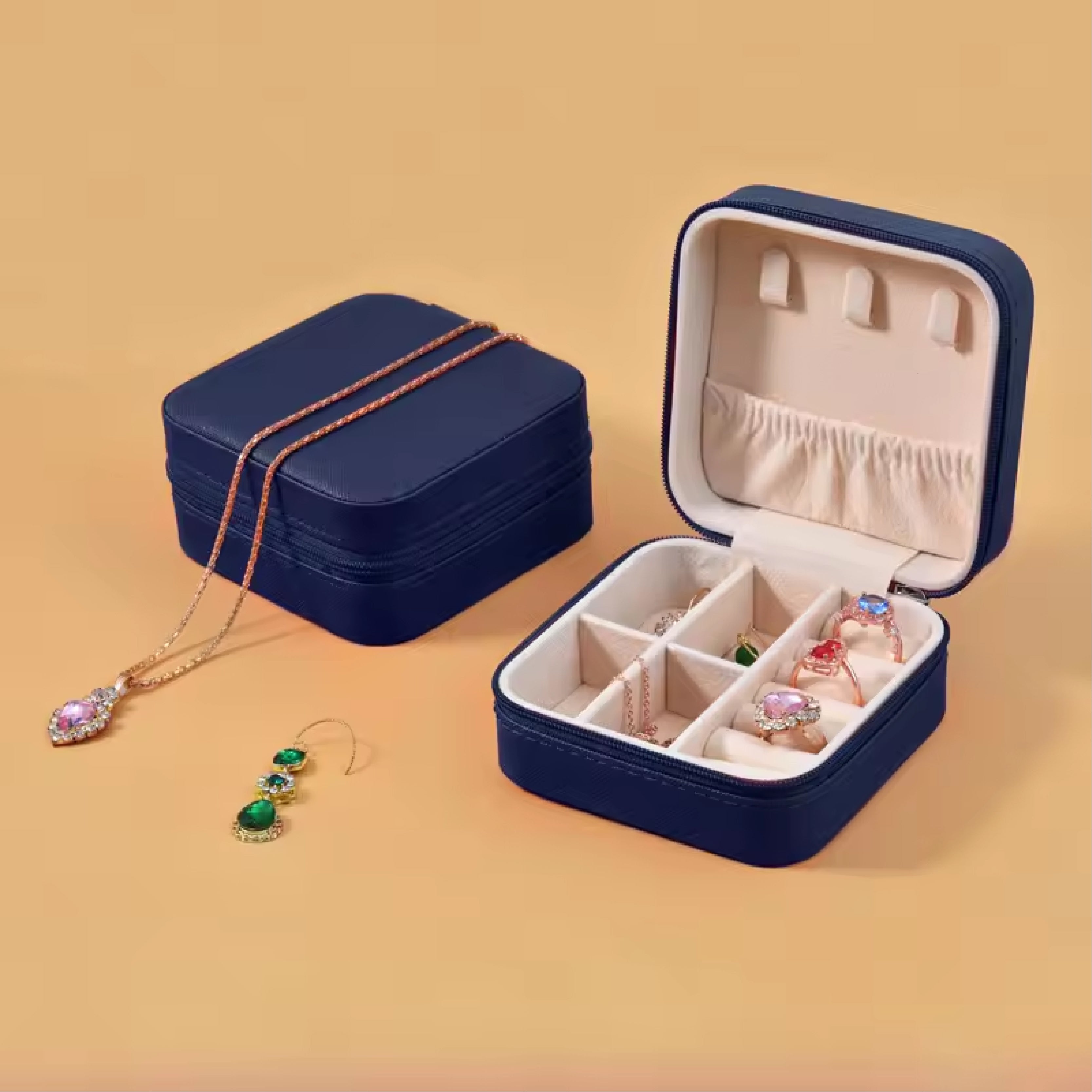 Portable Leather Travel Jewelry Organizer Box