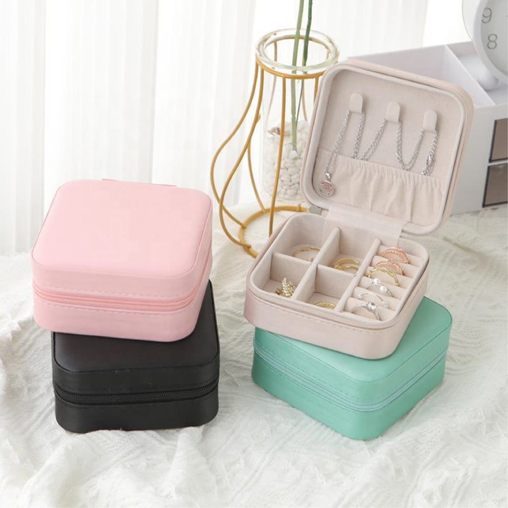 Portable Leather Travel Jewelry Organizer Box